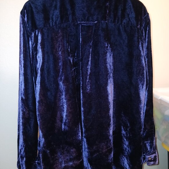 White Stag Woman Purple Velvet Embroidered Button Down Shirt Top Plus Size18W/20 - Picture 3 of 4